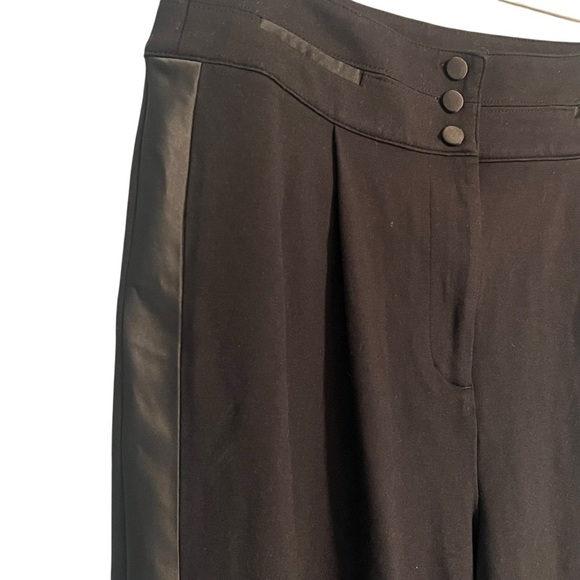 Lauren Black High-Waisted Trousers with Button Detail satin side - Picture 1 of 8